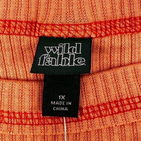 Wild Fable Women's Size 1X Long Sleeve Slim Fit Baby Ribbed Tee Shirt Peach New - Picture 5 of 13